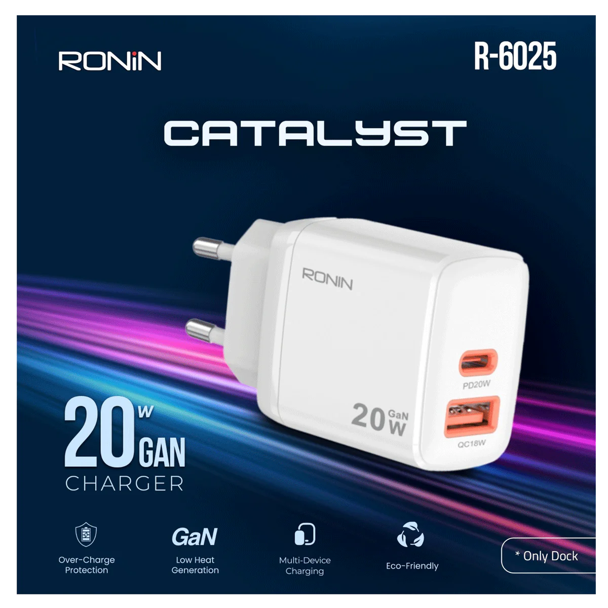 Ronin 20W Super VOOC Fast Charger CATALYST | R-6025 Fast Charging Charger