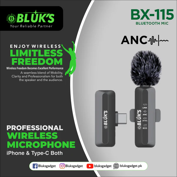 BLUKS BX-115 Professional Wireless Bluetooth Microphone