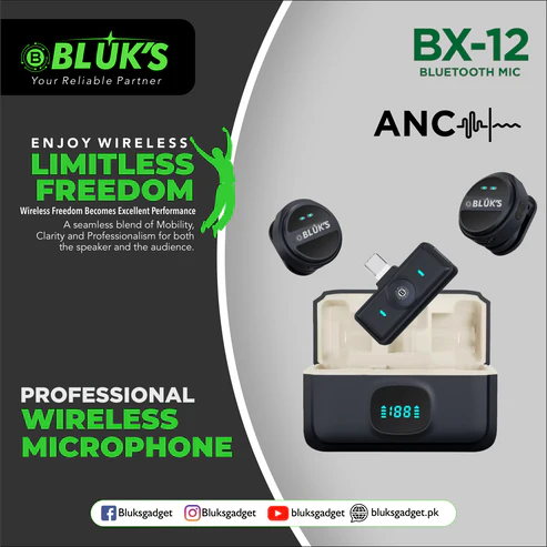 BLUKS BX-12 Professional Wireless Bluetooth Microphone ANC