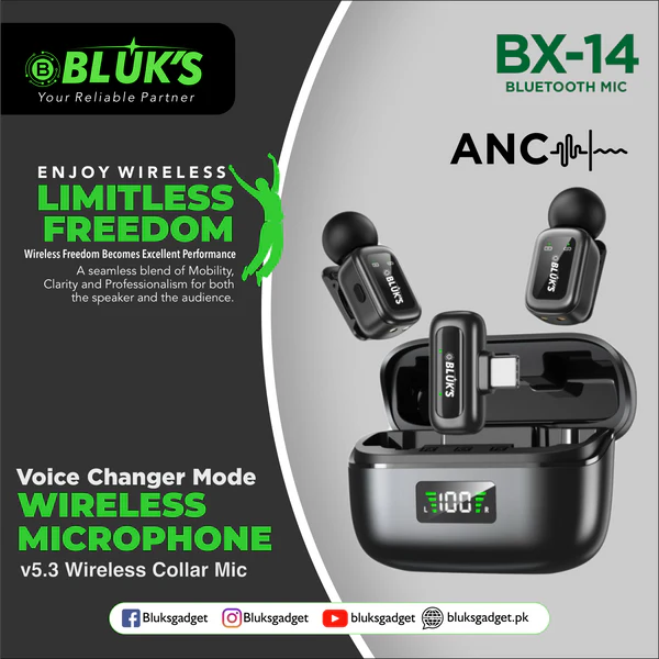 BLUKS BX-14 Wireless Bluetooth Microphone ANC