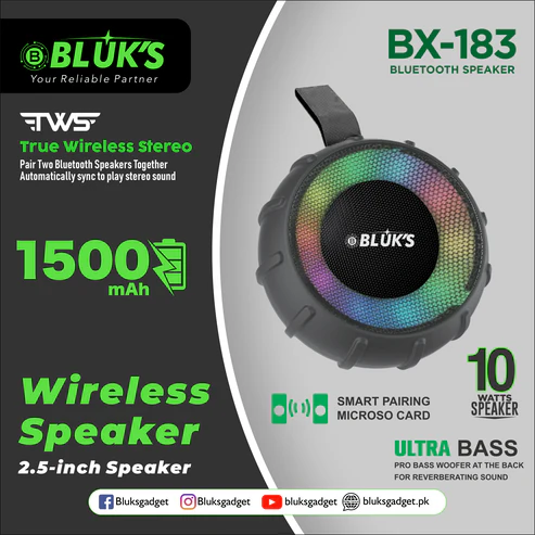 BLUKS BX-183 Portable Wireless Bluetooth Speaker