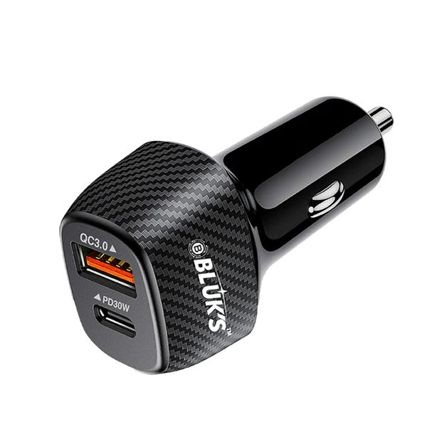 BLUKS BX-652 Dual Fast Car Charger 48W | Dual USB-C/USB-A Quick Charging