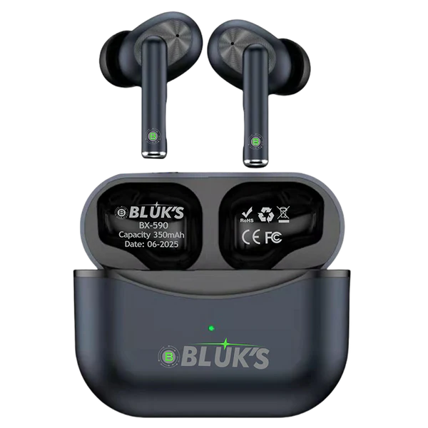 BLUKS BX-590 Wireless Headset | Quad-Mic ANC + ENC Noise Cancelling Bluetooth