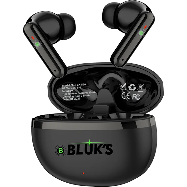 BLUKS BX-570 Wireless BT Headset | Quad-Mic ENC & ANC Noise Cancelling