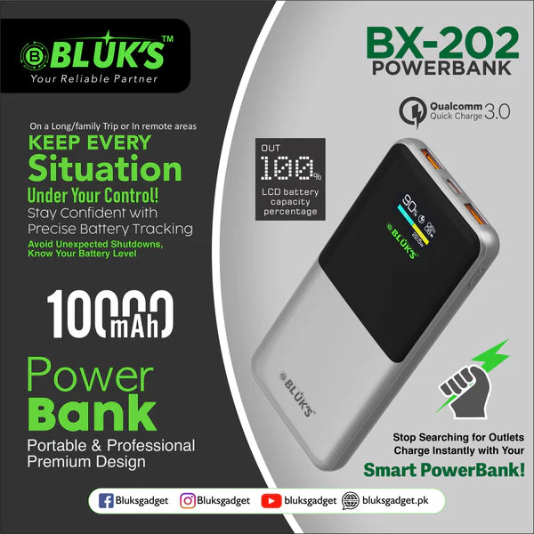 BX-202 Power Bank - 10,000mAh Battery
