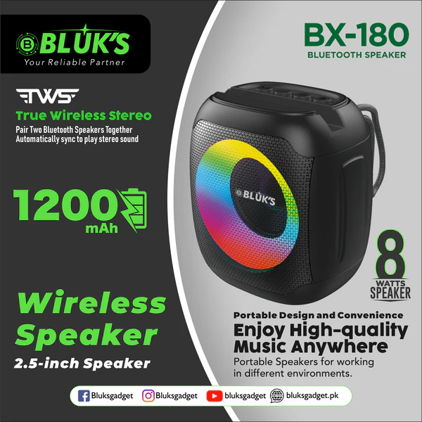 Bluks BX-180 Wireless Bluetooth Speaker – 2.5 Inch