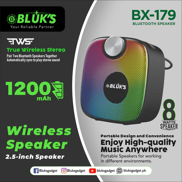 Bluks BX-179 Wireless Bluetooth Speaker – 2.5 Inch