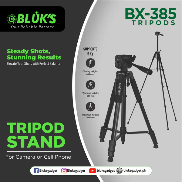 bluka BX-385 360° Tripod – Long Camcorder Tripod Stand
