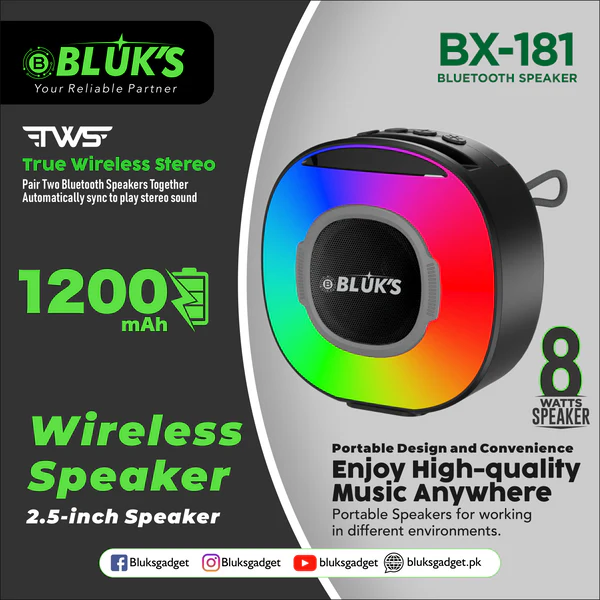 Bluks BX-181 Wireless Bluetooth Speaker – 2.5 Inch