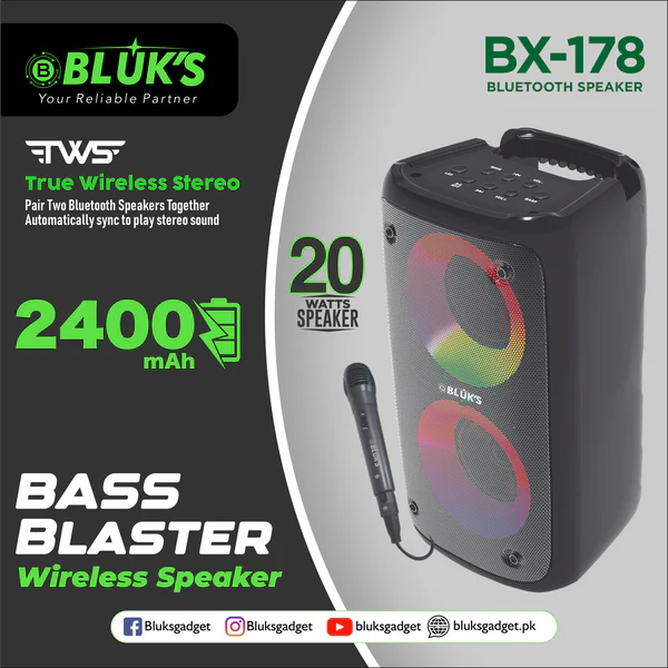 Bluks BX-178 Bass Blaster Wireless Speaker