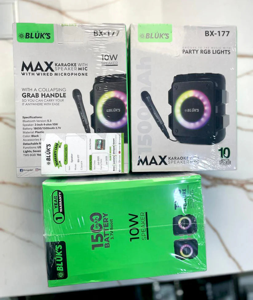 Bluks BX-177 Max Karaoke Wireless Bluetooth Speaker with Mic