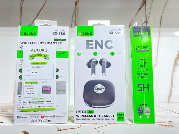Bluks BX-580 - Quad-Mic ENC Wireless Headset
