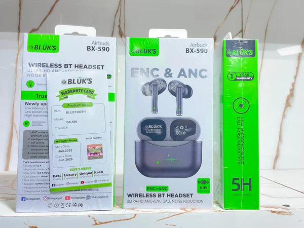 Bluks BX-590 - Quad-Mic ANC + ENC Wireless Headset