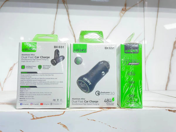Bluks BX-651 Dual Fast Car Charge 48W