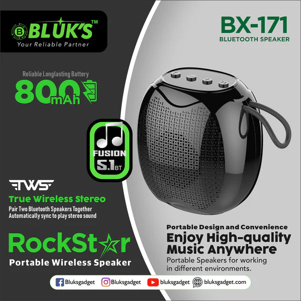 BLUKS BX-171 RockStar - ReChargeable Bluetooth Speaker