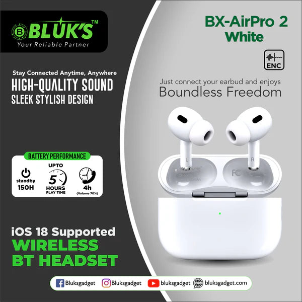 Bluks BXAirPro2 – White | ENC | Extreme Sound Clarity