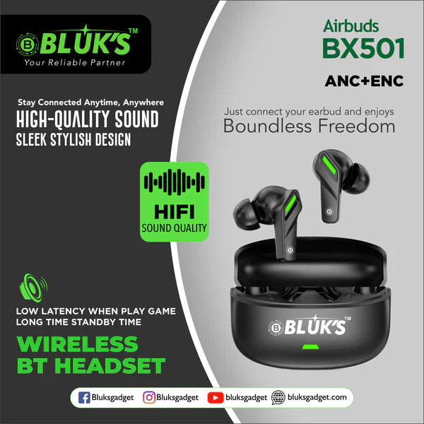 Bluks BX-501 AirBuds ENC & ANC | Extreme Sound