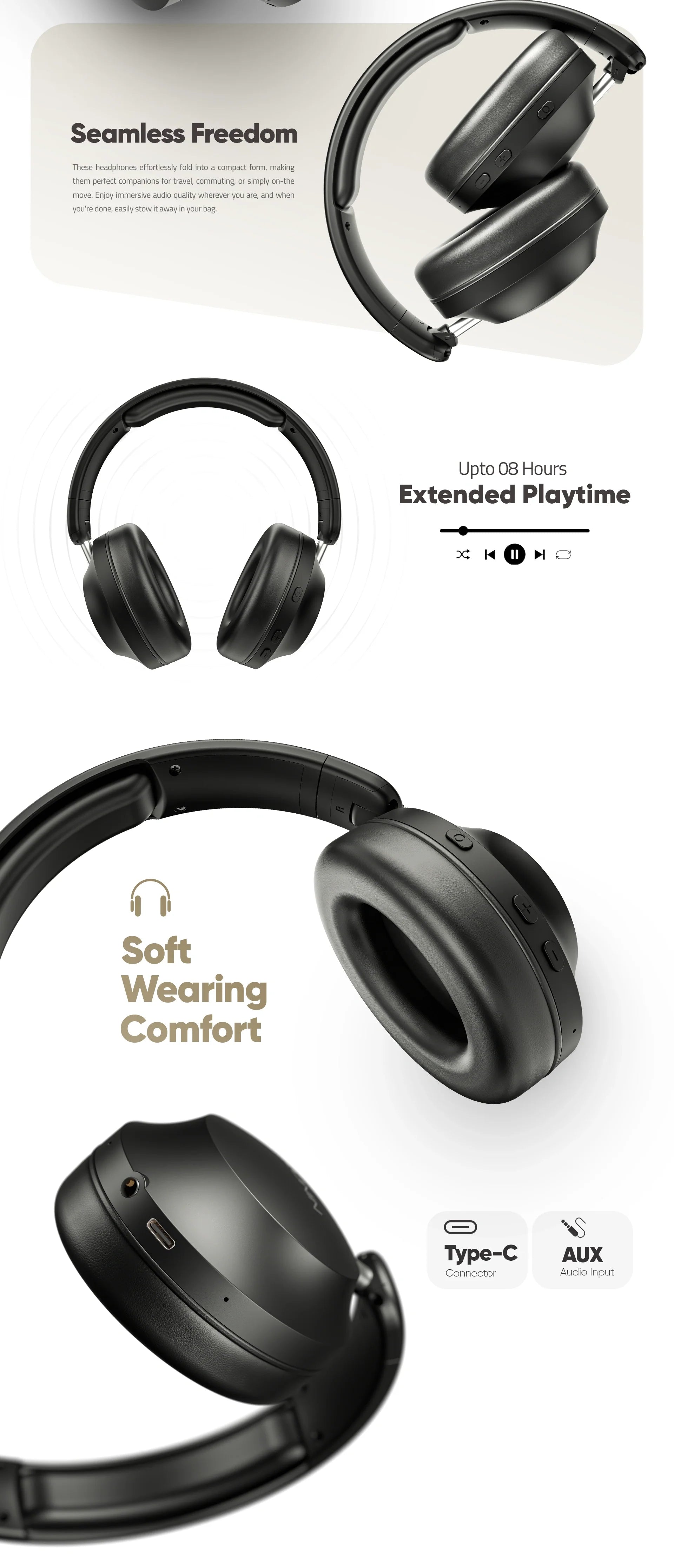Ronin R-1505 Headphone | Deep Bass, Long Battery, Comfortable Fit