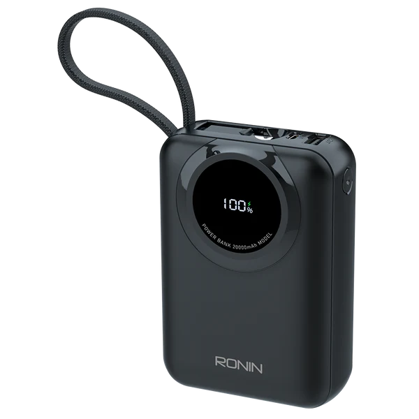 Ronin ZAPSTER | 20,000mAh Powerbank Type-C Cable output 35W | iOS Cable Output 27W