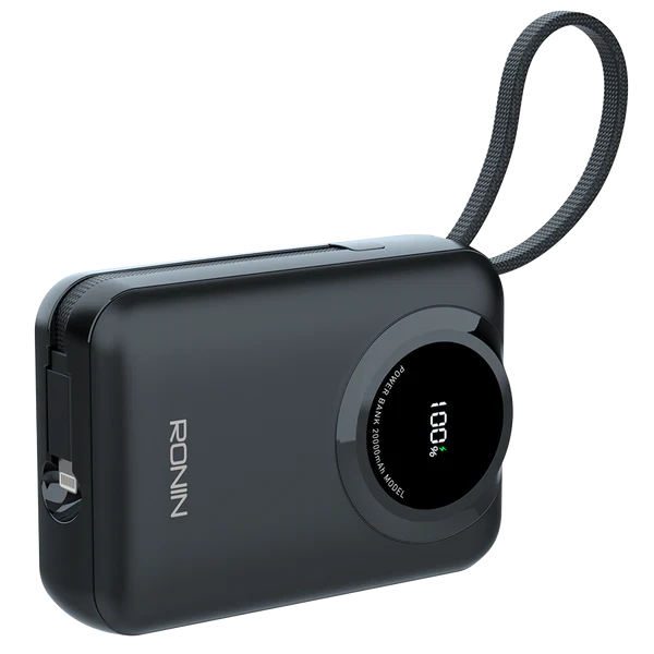 Ronin ZAPSTER | 20,000mAh Powerbank Type-C Cable output 35W | iOS Cable Output 27W