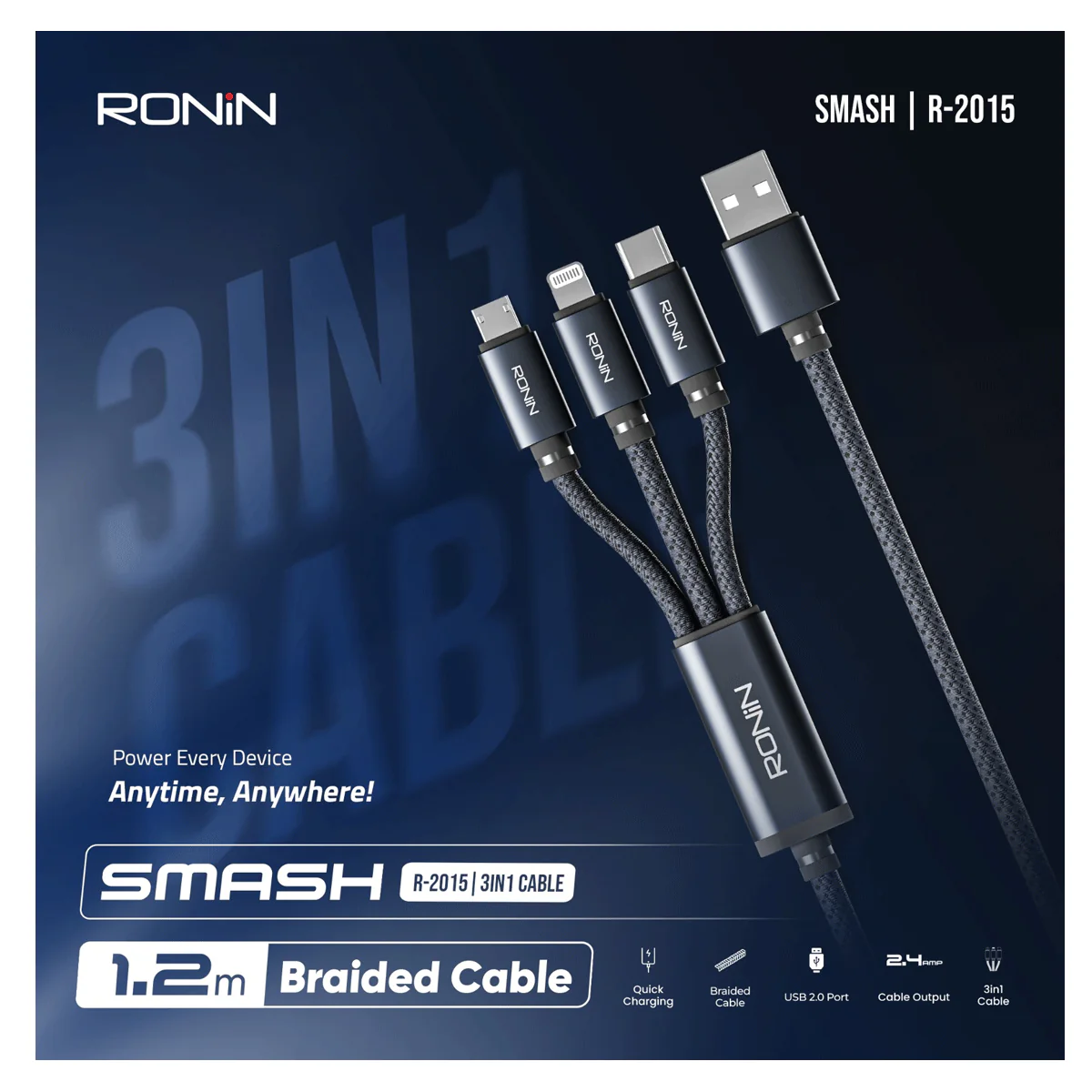 Ronin Data Cable  SMASH | R-2015 - 3 in 1 Cable